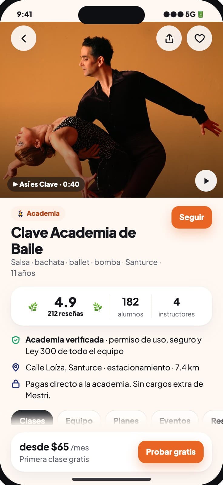 A dance academy's page