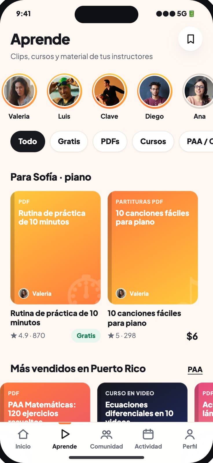Material y cursos