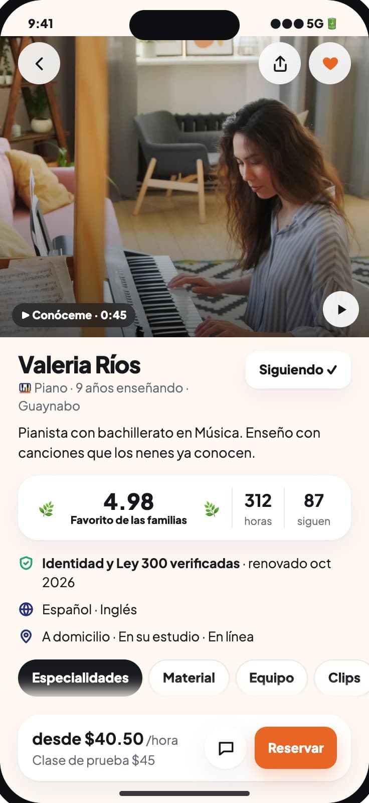 An instructor's verified profile