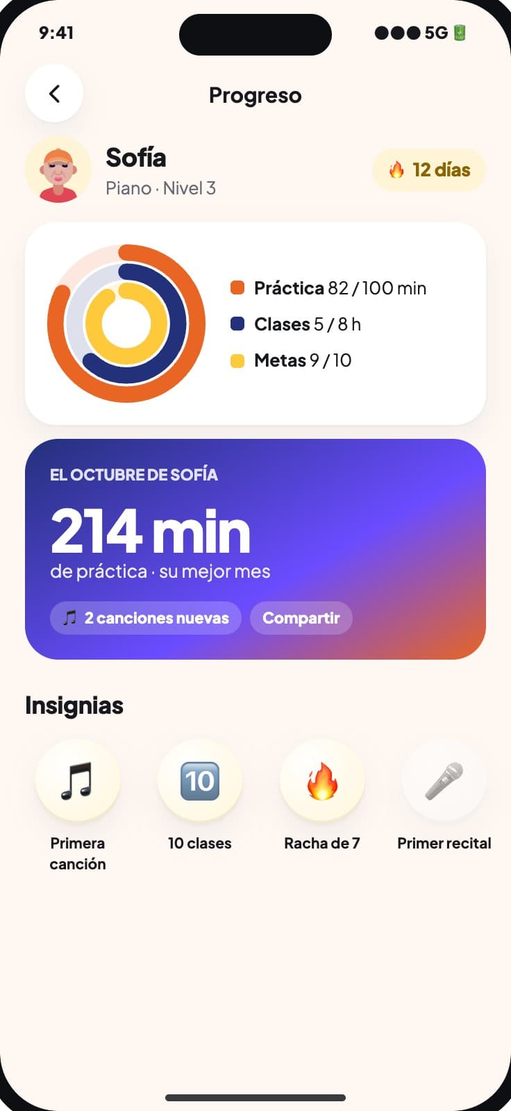 Progress, streaks and the month's summary