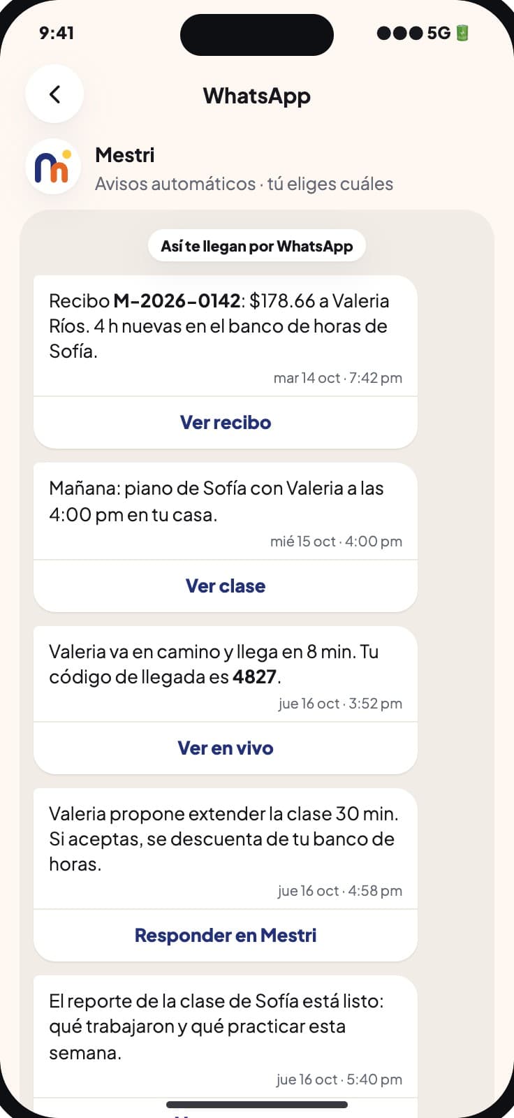 Mestri messages on WhatsApp